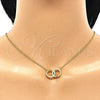 Collares con Dije 04.336.0030.2.16 Plata Rodinada, con Zirconia Cubica Blanca, Pulido, Tono Dorado (Grosor 01 MM, 16 Pulgadas de Largo)
