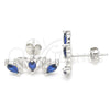 Arete Dormilona 02.371.0007 Plata Rodinada, con Zirconia Cubica Zafiro Azul, Pulido, Rodinado
