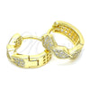 Argolla Huggie 02.332.0065.1.15 Plata Rodinada, con Micro Pave Blanca, Pulido, Tono Dorado