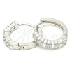 Argolla Huggie 02.332.0068.15 Plata Rodinada, con Zirconia Cubica Blanca, Pulido, Rodinado