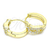 Argolla Huggie 02.332.0072.1.12 Plata Rodinada, con Zirconia Cubica Blanca, Pulido, Tono Dorado