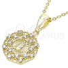 Dije Elegante 05.253.0070 Oro Laminado, Diseño de Guadalupe y Corazón, con Blanca Zirconia Cubica, Pulido, Tono Dorado