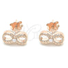Arete Dormilona 02.369.0035.1 Plata Rodinada, Diseño de Infinito, con Zirconia Cubica Blanca, Pulido, Tono Rosado