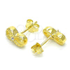 Arete Dormilona 02.369.0035.2 Plata Rodinada, Diseño de Infinito, con Zirconia Cubica Blanca, Pulido, Tono Dorado