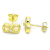 Arete Dormilona 02.369.0035.2 Plata Rodinada, Diseño de Infinito, con Zirconia Cubica Blanca, Pulido, Tono Dorado