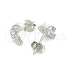 Arete Dormilona 02.369.0036 Plata Rodinada, Diseño de Luna, con Zirconia Cubica Blanca, Pulido, Rodinado