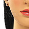 Arete Dormilona 02.369.0036.1 Plata Rodinada, Diseño de Luna, con Zirconia Cubica Blanca, Pulido, Tono Rosado