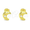 Arete Dormilona 02.369.0036.2 Plata Rodinada, Diseño de Luna, con Zirconia Cubica Blanca, Pulido, Tono Dorado