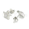 Arete Dormilona 02.369.0037 Plata Rodinada, Diseño de Estrella, con Zirconia Cubica Blanca, Pulido, Rodinado