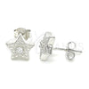 Arete Dormilona 02.369.0037 Plata Rodinada, Diseño de Estrella, con Zirconia Cubica Blanca, Pulido, Rodinado
