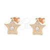 Arete Dormilona 02.369.0037.1 Plata Rodinada, Diseño de Estrella, con Zirconia Cubica Blanca, Pulido, Tono Rosado
