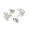 Arete Dormilona 02.369.0039 Plata Rodinada, Diseño de Corazón, con Zirconia Cubica Blanca, Pulido, Rodinado