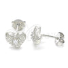 Arete Dormilona 02.369.0039 Plata Rodinada, Diseño de Corazón, con Zirconia Cubica Blanca, Pulido, Rodinado