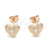 Arete Dormilona 02.369.0039.1 Plata Rodinada, Diseño de Corazón, con Zirconia Cubica Blanca, Pulido, Tono Rosado