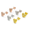 Arete Dormilona 02.369.0039.2 Plata Rodinada, Diseño de Corazón, con Zirconia Cubica Blanca, Pulido, Tono Dorado