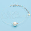 Pulsera Elegante 03.369.0014.07 Plata Rodinada, con Perla Marfil, Pulido, Rodinado (Grosor 01 MM, 7 Pulgadas de Largo)