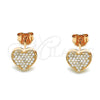 Arete Dormilona 02.369.0001.1 Plata Rodinada, Diseño de Corazón, con Micro Pave Blanca, Pulido, Tono Rosado