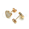 Arete Dormilona 02.369.0001.1 Plata Rodinada, Diseño de Corazón, con Micro Pave Blanca, Pulido, Tono Rosado