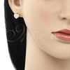 Arete Dormilona 02.369.0001.2 Plata Rodinada, Diseño de Corazón, con Micro Pave Blanca, Pulido, Tono Dorado