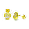 Arete Dormilona 02.369.0001.2 Plata Rodinada, Diseño de Corazón, con Micro Pave Blanca, Pulido, Tono Dorado