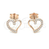 Arete Dormilona 02.369.0003.1 Plata Rodinada, Diseño de Corazón, con Micro Pave Blanca, Pulido, Tono Rosado