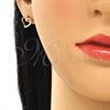 Arete Dormilona 02.369.0003.2 Plata Rodinada, Diseño de Corazón, con Micro Pave Blanca, Pulido, Tono Dorado