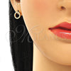 Arete Dormilona 02.369.0012.2 Plata Rodinada, con Zirconia Cubica Blanca, Pulido, Tono Dorado