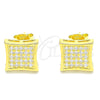 Arete Dormilona 02.369.0013.2 Plata Rodinada, con Micro Pave Blanca, Pulido, Tono Dorado
