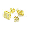 Arete Dormilona 02.369.0020.2 Plata Rodinada, con Micro Pave Blanca, Pulido, Tono Dorado