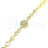 Pulsera Elegante 03.369.0002.6.07 Plata Rodinada, Diseño de Flor, con Zirconia Cubica Verde Claro y Blanca, Pulido, Tono Dorado (Grosor 06 MM, 7 Pulgadas de Largo)