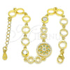 Pulsera Elegante 03.369.0002.6.07 Plata Rodinada, Diseño de Flor, con Zirconia Cubica Verde Claro y Blanca, Pulido, Tono Dorado (Grosor 06 MM, 7 Pulgadas de Largo)