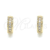 Argolla Huggie 02.195.0106.10 Oro Laminado, con Blanca Micro Pave, Pulido, Tono Dorado