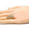 Anillo Elegante 01.233.0011.1.07 Oro Laminado, Diamantado, Tres Tonos (Size 7)