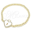 Pulsera Elegante 03.299.0034.07 Oro Laminado, Diseño de Bead Expandible y Candado, con Blanca Zirconia Cubica, Pulido, Tono Dorado (04 MM Thickness, 7 Inches Length)