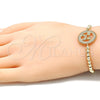 Pulsera Elegante 03.299.0036.07 Oro Laminado, Diseño de Bead Expandible y Niñito Pequeño, con Blanca Zirconia Cubica, Pulido, Tono Dorado (04 MM Thickness, 7 Inches Length)