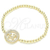 Pulsera Elegante 03.299.0036.07 Oro Laminado, Diseño de Bead Expandible y Niñito Pequeño, con Blanca Zirconia Cubica, Pulido, Tono Dorado (04 MM Thickness, 7 Inches Length)