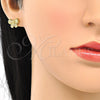 Arete Dormilona 02.342.0059 Oro Laminado, Diseño de Mariposa, con Blanca Zirconia Cubica, Pulido, Tono Dorado