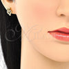 Arete Dormilona 02.342.0061 Oro Laminado, Diseño de Búho y Corazón, con Rubi Zirconia Cubica and Blanca Cristal, Pulido, Tono Dorado