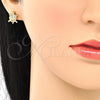 Arete Dormilona 02.342.0063 Oro Laminado, Diseño de Tortuga, con Blanca Zirconia Cubica, Pulido, Tono Dorado