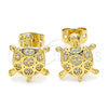 Arete Dormilona 02.342.0063 Oro Laminado, Diseño de Tortuga, con Blanca Zirconia Cubica, Pulido, Tono Dorado