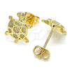 Arete Dormilona 02.342.0063 Oro Laminado, Diseño de Tortuga, con Blanca Zirconia Cubica, Pulido, Tono Dorado