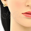 Arete Dormilona 02.156.0376 Oro Laminado, Diseño de Mariposa, con Blanca Zirconia Cubica, Pulido, Tono Dorado