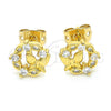 Arete Dormilona 02.156.0376 Oro Laminado, Diseño de Mariposa, con Blanca Zirconia Cubica, Pulido, Tono Dorado