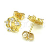 Arete Dormilona 02.156.0376 Oro Laminado, Diseño de Mariposa, con Blanca Zirconia Cubica, Pulido, Tono Dorado