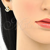 Arete Dormilona 02.156.0386 Oro Laminado, Diseño de Ancla, con Blanca Micro Pave, Pulido, Tono Dorado