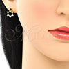 Arete Dormilona 02.156.0392 Oro Laminado, Diseño de Estrella de Davi, con Blanca Micro Pave, Pulido, Tono Dorado