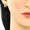 Arete Dormilona 02.156.0399 Oro Laminado, Diseño de Niñita Pequeña, con Blanca Micro Pave, Pulido, Tono Dorado