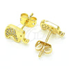 Arete Dormilona 02.156.0401 Oro Laminado, Diseño de Elefante, con Blanca Zirconia Cubica, Pulido, Tono Dorado