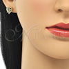 Arete Dormilona 02.342.0067 Oro Laminado, Diseño de Corazón y Mama, con Blanca Micro Pave, Pulido, Tono Dorado