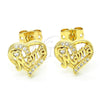 Arete Dormilona 02.342.0067 Oro Laminado, Diseño de Corazón y Mama, con Blanca Micro Pave, Pulido, Tono Dorado